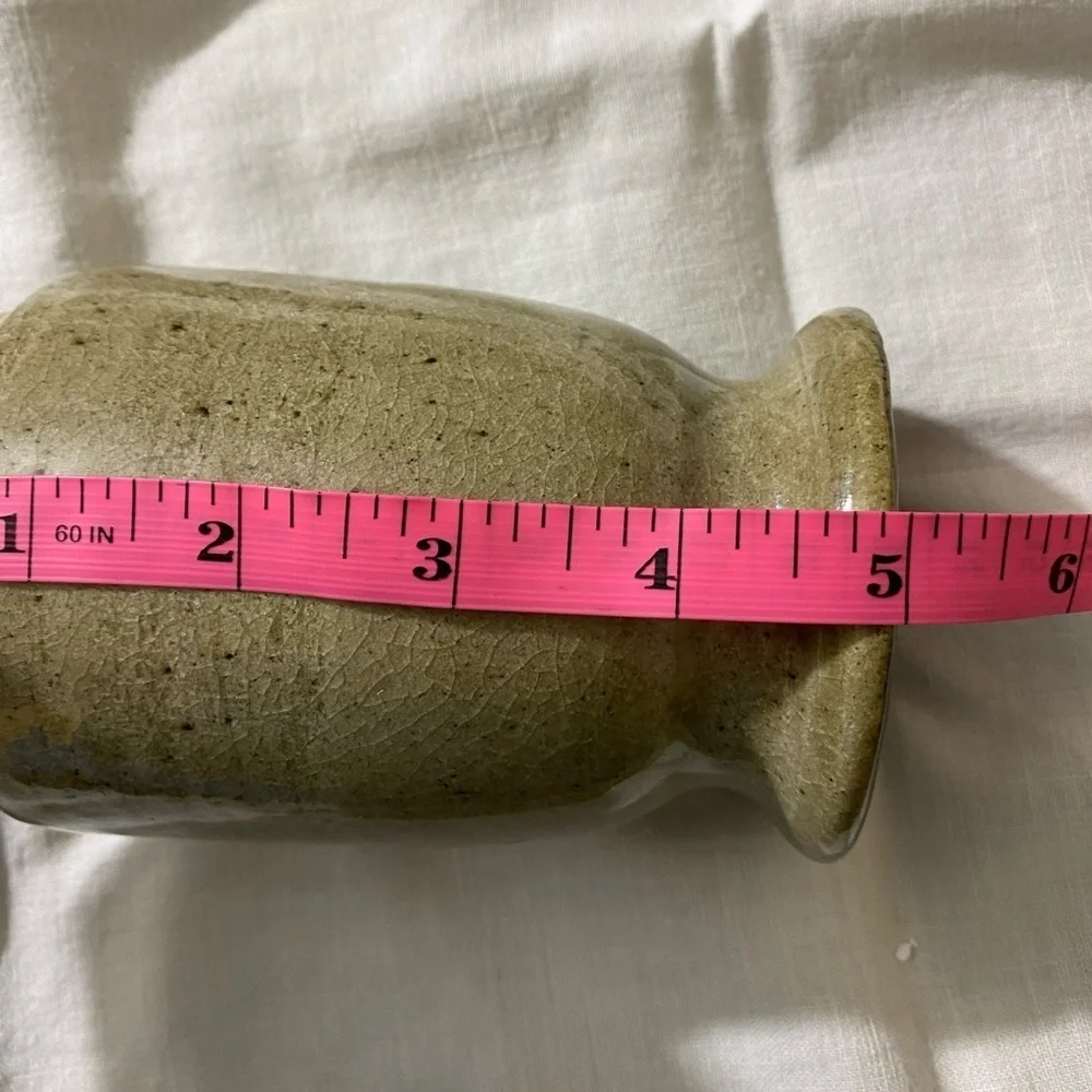 Pottery vase flower holder pens stoneware handmade signed ELW     #UBV